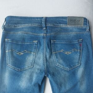REPLAY Blue Washed Denim Jeans - Back Pocket Detail